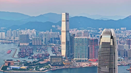 香港维多利亚港城市风光航拍
