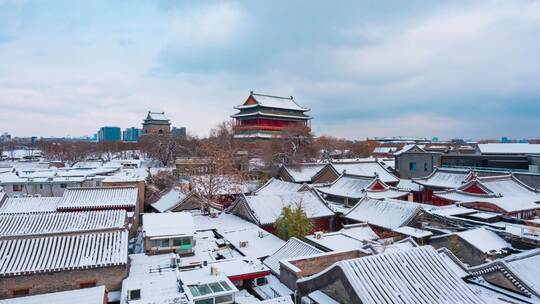 北京雪景钟鼓楼