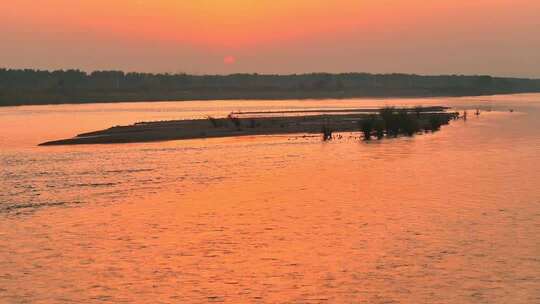 黄河落日自然风景航拍