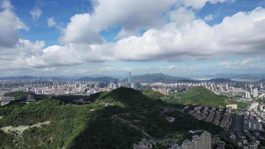 城市蓝天白云天际线城市高楼建筑航拍