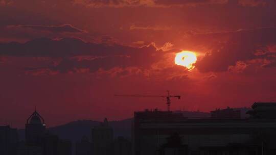 长沙岳麓山火红大气落日【延时套组】