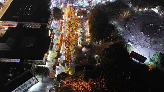 四川德阳德阳文庙广场夜景航拍