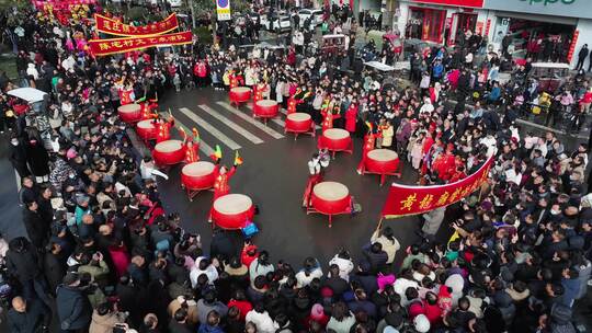 河南宜阳县元宵节社火表演节日庆祝航拍