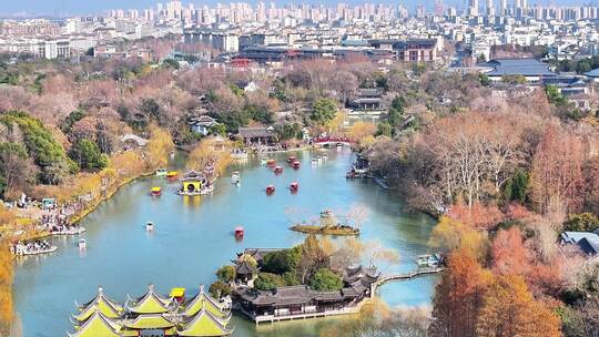 航拍瘦西湖风景区大明寺观音山园林寺庙