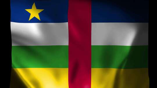 中非共和国挥舞国旗。中非共和国国旗挥舞动