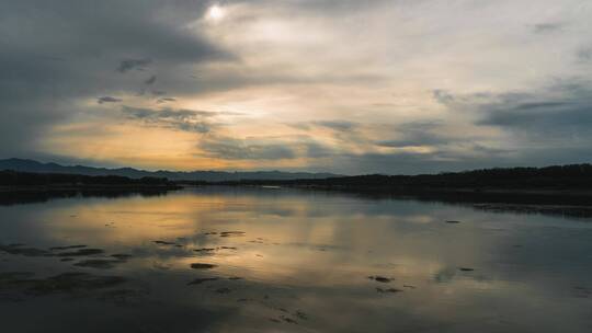 北京昌平沙河水库日落夕阳风光延时摄影