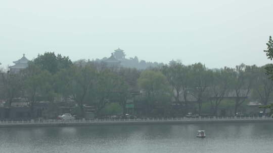 北京什刹海旅游风景区地标湖泊可调色