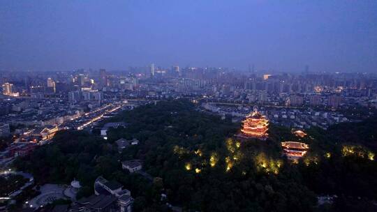 杭州吴山城隍阁景区夜景4K航拍视频素材视频素材模板下载