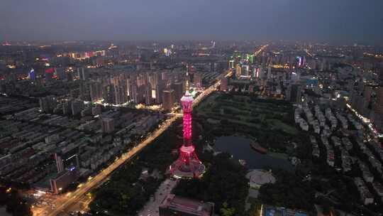 河北石家庄城市夜景灯光航拍