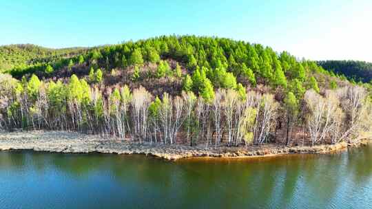 航拍内蒙古火山堰塞湖达尔滨湖