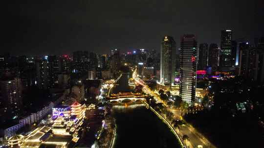 四川成都安顺桥夜景航拍