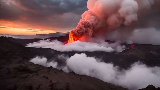 火山喷发壮丽自然景观