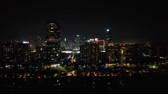 广东惠州城市夜景灯光航拍