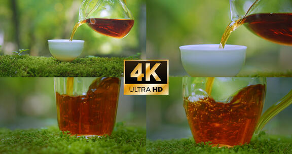 茶倒茶茶汤红茶普洱茶茶叶喝茶茶杯茶水泡茶高清在线视频素材下载