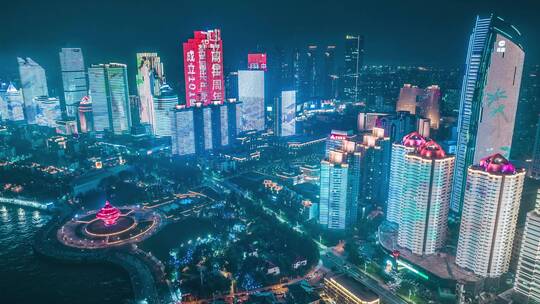 青岛夜景青岛城市夜景航拍