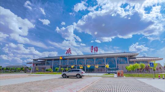 甘肃庆阳机场6K大范围延时摄影素材