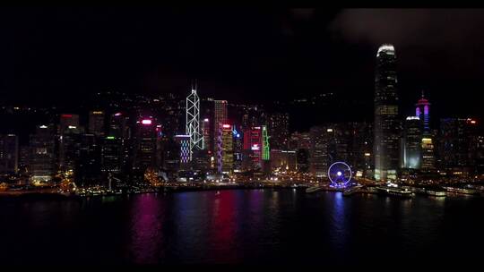 香港夜景维多利亚港49秒-地标摩天轮