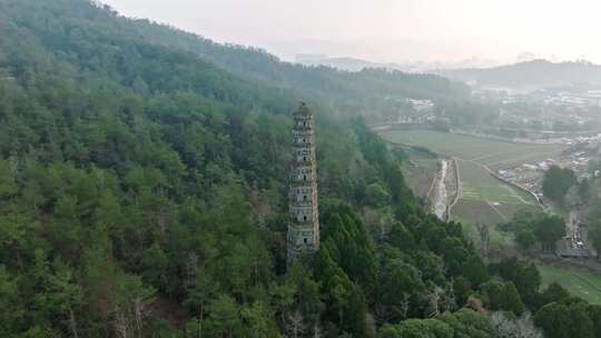 浙江台州国清寺隋塔天台山寺庙古塔宝塔航拍