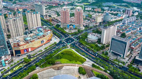 义乌城市交通车流航拍延时视频素材模板下载