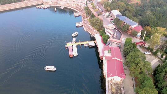 4k航拍四川绵阳市鲁班水库阳光唯美风景