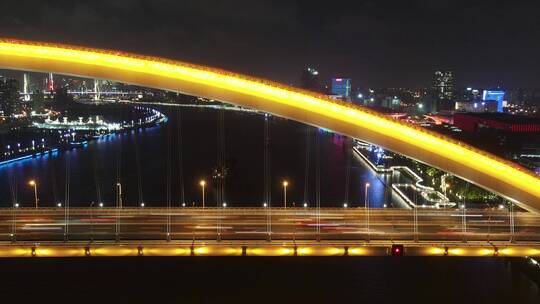 上海卢浦大桥夜景4K航拍原素材