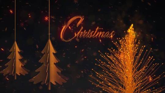 唯美奢华金色粒子圣诞树动画片头开场AE模版AE视频素材教程下载