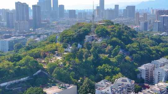 乌山历史风貌区风景区航拍福州鼓楼区乌山路