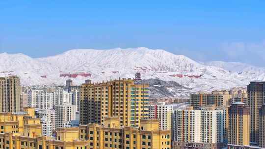 乐都城区 雪景 城市雪景 下雪 冬季 海东市