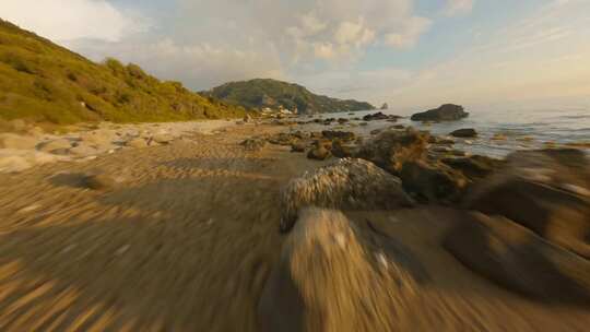 海洋，海岸，无人机，鸟眼