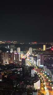 竖版航拍四川泸州夜景泸州蜀泸大道夜景