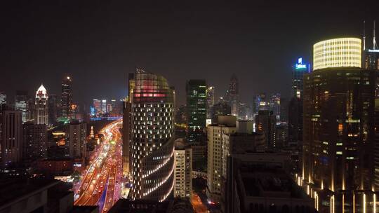 上海黄浦区夜景航拍