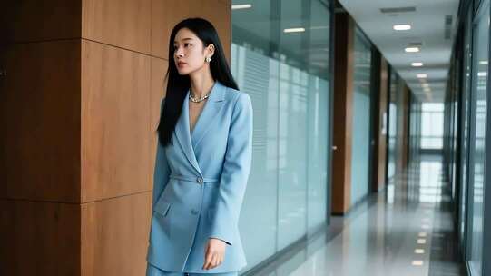 商务职场中行走的青年女商人