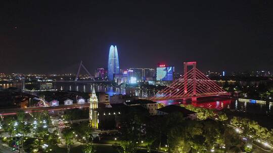 宁波市中心CBD金融商业圈夜景