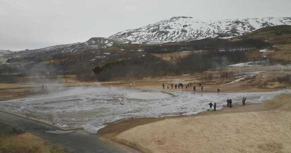 冰岛，山脉，雪，间歇泉