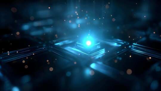 蓝色科技中心光芒四射未来感