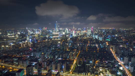 上海夜景航拍延时-杨浦望向陆家嘴