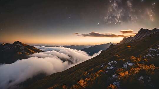 山间云海星空全景