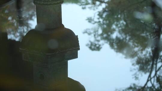 天台山国清寺建筑倒影