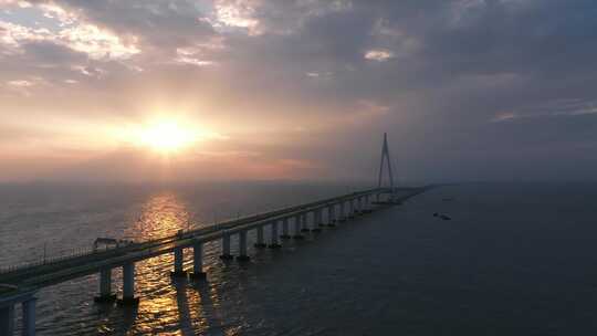 杭州湾跨海大桥日出视频素材模板下载