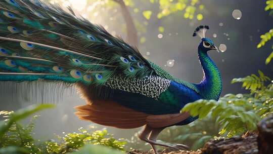 孔雀开屏 云南西双版纳孔雀