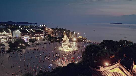 湖南岳阳城市自然风光航拍视频巴陵广场