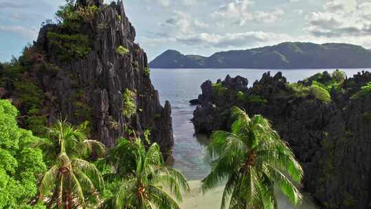 悬崖，海滩，海，菲律宾