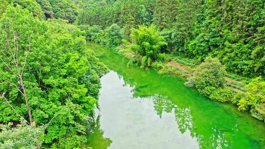 山涧溪流溪水碧水青山绿水航拍横移