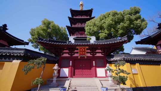 寒山寺中式寺庙古建筑全景