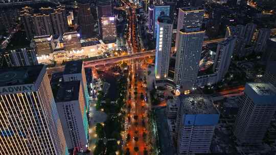 杭州临平CBD繁华夜景航拍