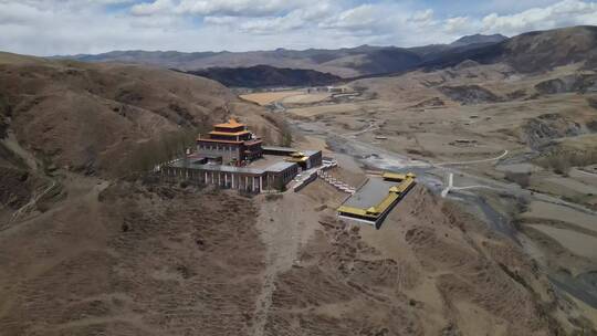 藏佛寺庙西北黄土震撼空灵升华素材抖音航拍