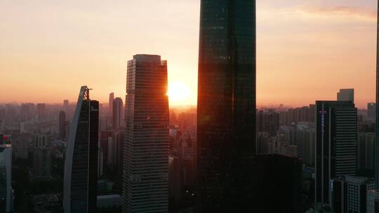 广州国际金融中心日落光芒-3视频素材模板下载