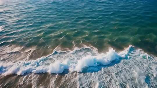 高空俯瞰海浪拍打海岸