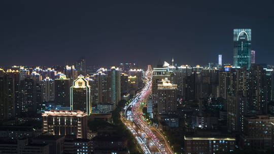 上海城市交通夜景-悟2航拍