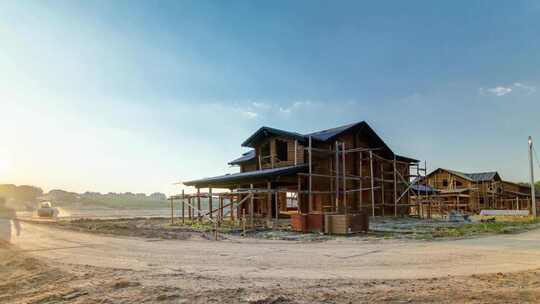 建筑，现场，脚手架，工人